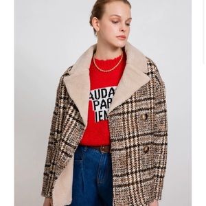 Suncoo Paris Sherpa and Wool reversible jacket 6 NEW WITH TAGS